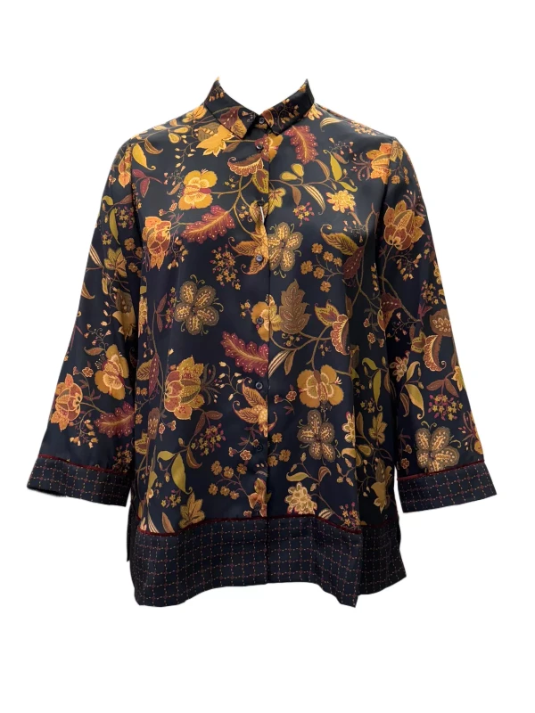 Black Baghdad Button Closure Blouse NWT