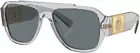 Transparent Grey Plastic Pillow Sunglasses Blue Lens