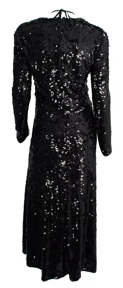 NWT Black Sequined Wrap Dress Evening Gown
